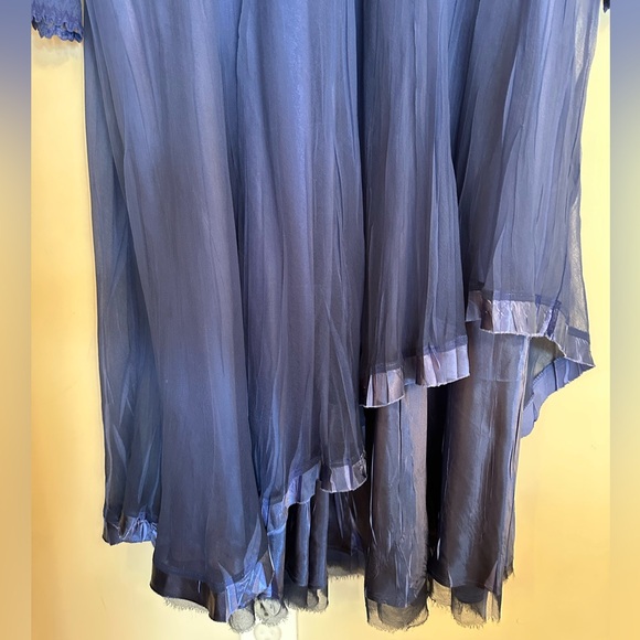 Komarov Lace Trim Charmeuse & Chiffon Tiered Dress - Picture 10 of 12